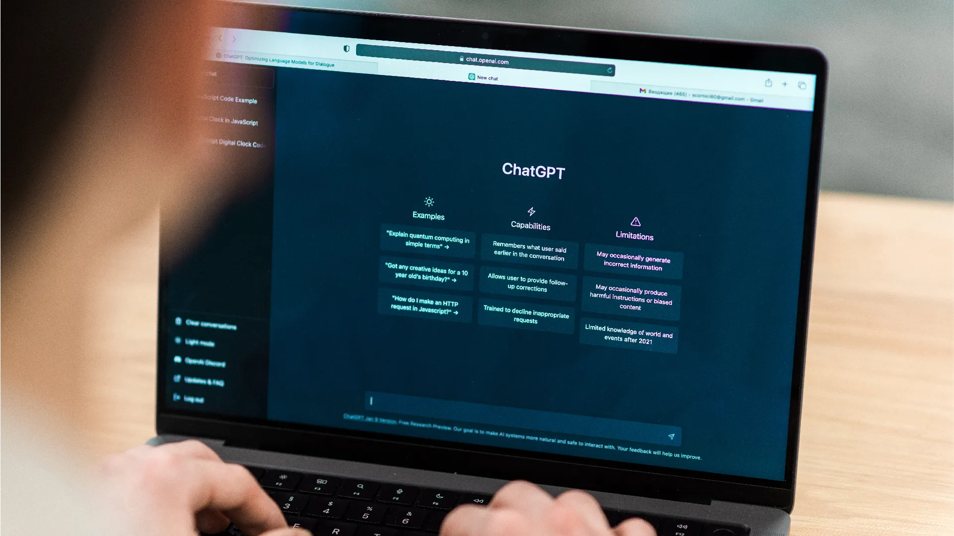 Opened ai chat on laptop
