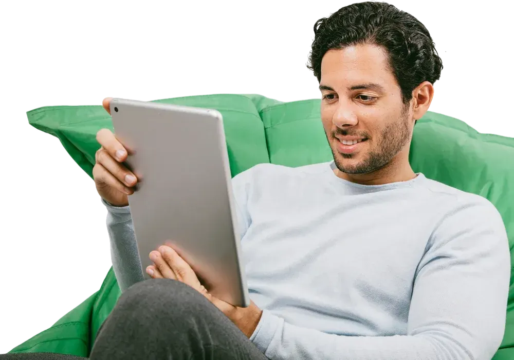 An engineer reviewing an agent's output on a tablet
